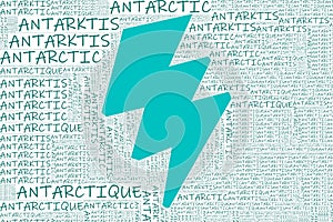 The Words `Antarktis, Antarctic, Antarctique, ` as Word Art, Word Cloud, Tag Cloud in Different Languages with Copy Space