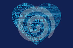 The Words \'Asien, Asia, Asie, \' as Word Art, Word Cloud, Tag Cloud photo