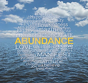 Words associated with ABUNDANCE ocean sky concept