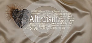 Words associated with Altruism Golden Word Cloud  banner