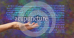 Words associated with the benefits and uses of Acupuncture