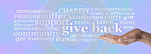 Words associated with Giving Back concept banner
