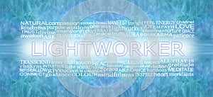 Words associated with spiritual LIGHTWORKER healing blue banner photo