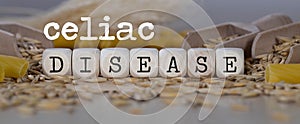 Words CELIAC DISEASE  composed of wooden dices