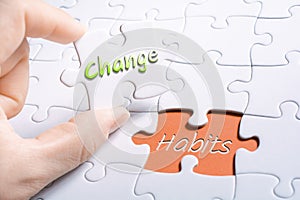 The Words Change And Habits In Missing Piece Jigsaw Puzzle