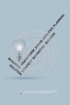 Words check mark correct and Light bulb, business concept