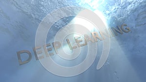 The words deep learning under water education concept