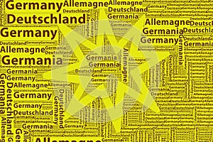 The Words \'Deutschland, Germany, Allemagne, Germania\' as Word Art, Word Cloud, Tag Cloud in Different Languages photo