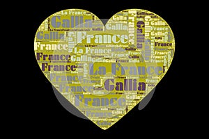 The Words \'Frankreich, France, La France, Gallia\' as Word Art, Word Cloud, Tag Cloud photo