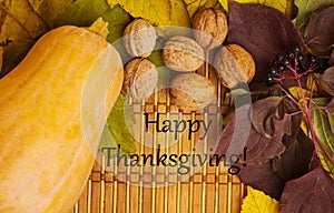 Words happy thaksgiving day on rustic background