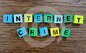 The words Internet Crime on table
