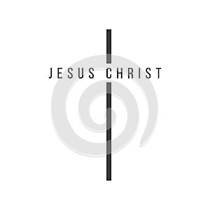 Words Jesus Christ in Cross Shape, Christian symbol. Stock  illustration isolated on white background