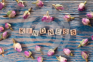 Kindness on wooden cube