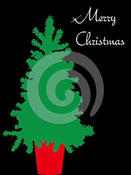 The words Merry Christmas and Christmas Tree