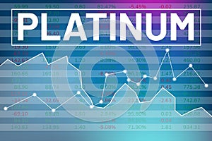 Words Platinum on blue finance background. Investment