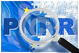 Words PNRR - The European Recovery and Resilience Plan against the crisis of the Covid virus pandemic