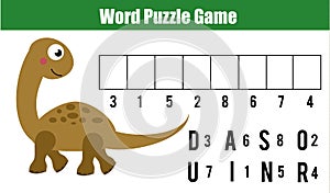 Words puzzle children educational game with numbers code. Place the letters in right order. Learning vocabulary