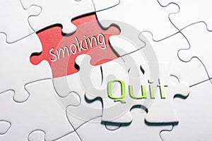 The Words Quit And Smoking In Missing Piece Jigsaw Puzzle