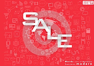 Words sale of Business Success modern design Idea and Concept Vector illustration with World ,icon.