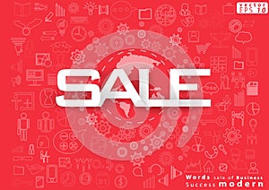 Words sale of Business Success modern design Idea and Concept Vector illustration with World ,icon.