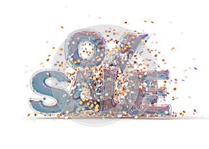 Words Sale made of inflatable balloons on white background. 3D illustration