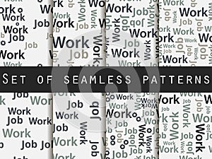 Words seamless pattern, word collage, words design. Seamless pattern with words. Association with the work search.