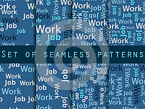 Words seamless pattern, word collage, words design. Seamless pattern with words. Association with the work search. Vector
