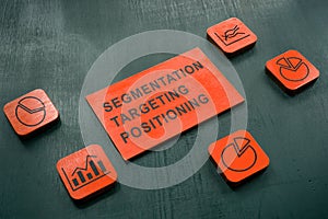 Words segmentation, targeting and positioning on the plate. STP marketing concept.