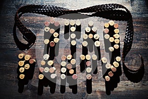 Words STAG PARTY made from corks