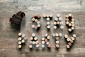 Words STAG PARTY made from corks