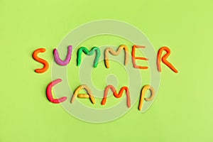 Words SUMMER CAMP made from modelling clay