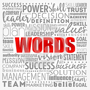 WORDS word cloud, business concept background