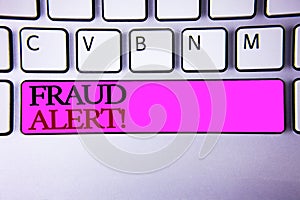 Word writing text Fraud Alert Motivational Call. Business concept for Security Message Fraudulent activity suspected