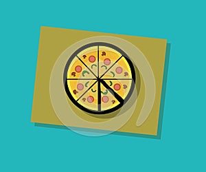 Pizza on the table.vector illustration.