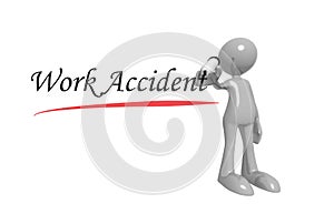 Work accident word on white