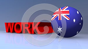 Work with Australia flag on blue