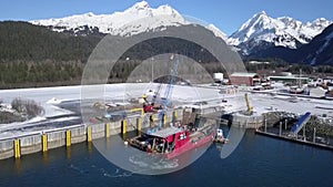 Work boats entering Seward Alaska harbor