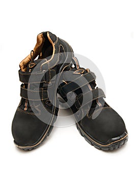 Work boots are on a white background