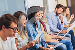 Work candidates waiting for job interview