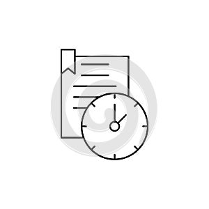 Work, clock, time, document icon. Simple line, outline vector of icons for ui and ux, website or mobile application