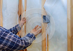 Work composed of mineral wool insulation in the wall heating insulation warm house