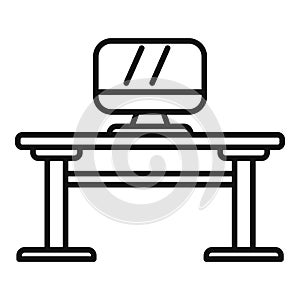 Work computer icon outline vector. Office sit