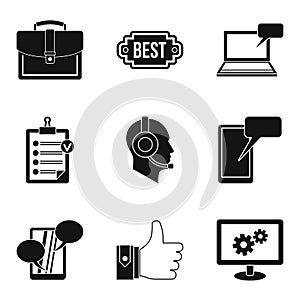 Work computer icons set, simple style