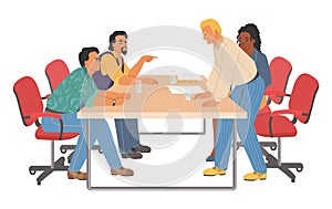 Work conflict vector arguing coworkers at table