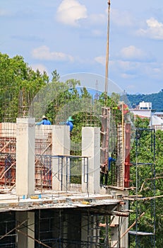 Work construction and crane scaffold in site workplace building