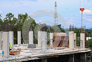 Work construction and crane scaffold in site workplace building