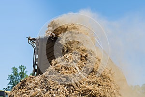 Work conveyor of wood roots crush with a chipper shredder