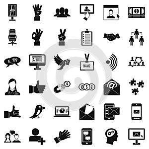 Work dialog icons set, simple style