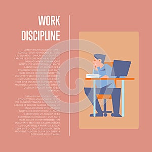 Work discipline banner with employee
