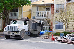 Work dump truck at a construction site